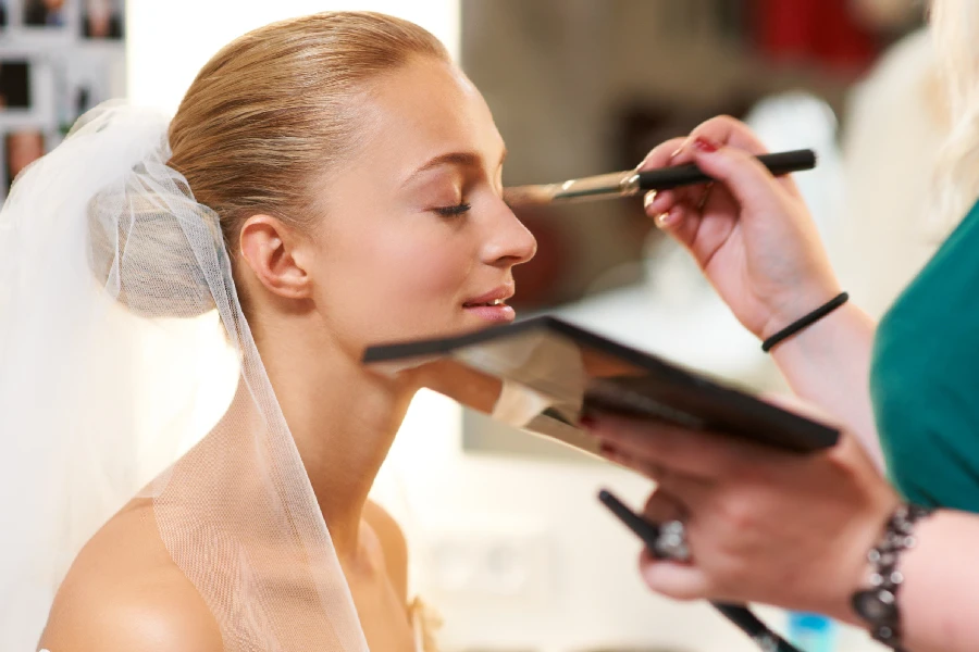 Bridal makeup application at SkinKouture